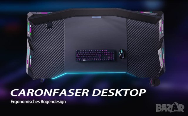 Геймърско бюро / Геймърска маса HLGD-BKLEDZZ, снимка 3 - Бюра - 41039813