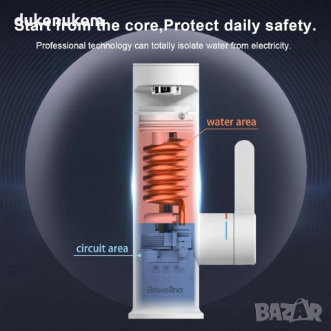 Електрически нагревателен смесител за топла вода 220V с дисплей, снимка 3 - Смесители - 52652160