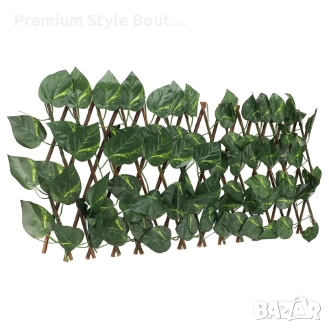 Разтегателна декоративна решетка с изкуствени листа, 290x60 см – Реалистичен параван за балкон, снимка 10 - Декорация за дома - 53827938