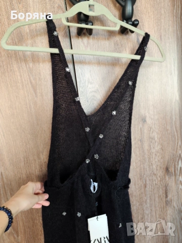 ZARA нова с етикет рокля от алпака с камъни, снимка 15 - Рокли - 53724624