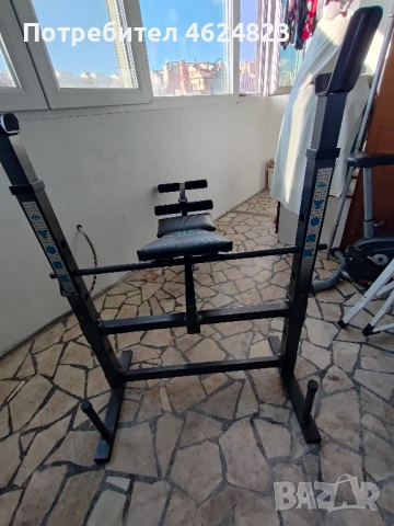 Мултифункционална сгъваема лежанка + прав лост + тежести + ръкохватки за дъмбели, снимка 7 - Фитнес уреди - 52159173