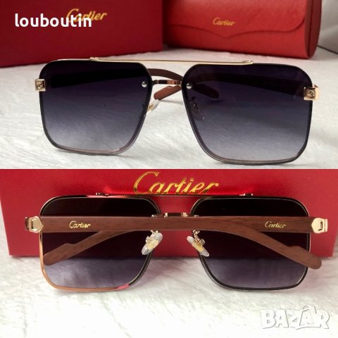 Cartier висок клас мъжки слънчеви очила с дървени дръжки, снимка 1 - Слънчеви и диоптрични очила - 42092535