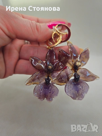 Обеци с естествен цвят на орхидея Miltonia. , снимка 6 - Обеци - 53614108