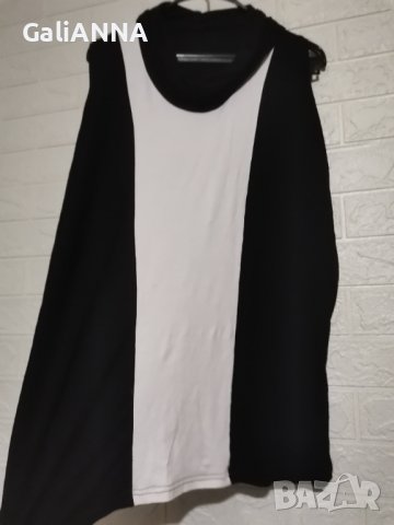 СТРАХОТНА ЧЕРНО БЯЛА ТУНИКА БЕЗ РЪКАВ 2XL-3XL, снимка 2 - Туники - 41474349