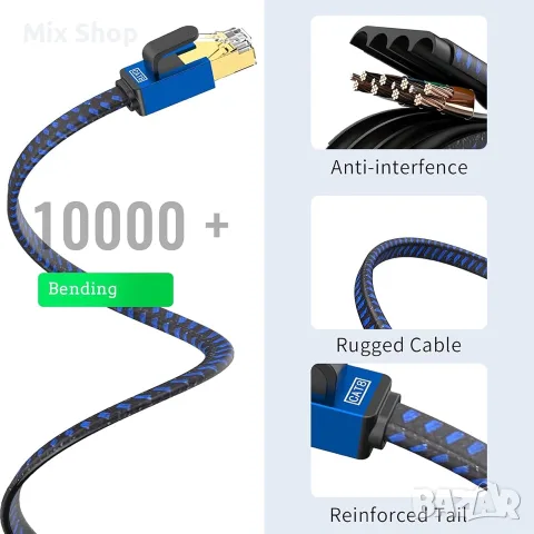 Високоскоростен Ethernet кабел Cat 8 с дължина 15 метра, снимка 2 - Кабели и адаптери - 55900294