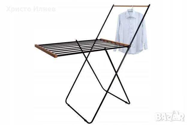 Сушилник за дрехи Сушило за дрехи разтегателно черно с бамбук, снимка 3 - Сушилници - 49480552