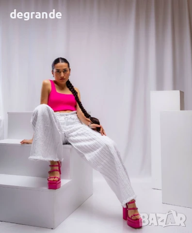 Уникални Бели дънки широк крачол, снимка 2 - Дънки - 50905235