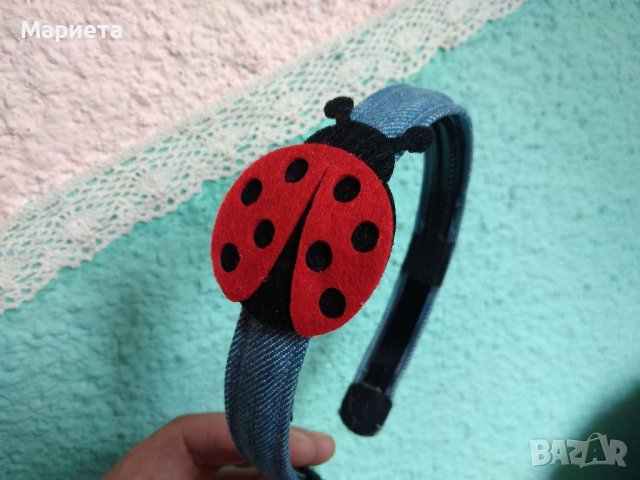 Дънкова Диадема с Калинка Диадема Деним Аксесоари за коса Диадеми Калинки, снимка 4 - Аксесоари за коса - 41520748