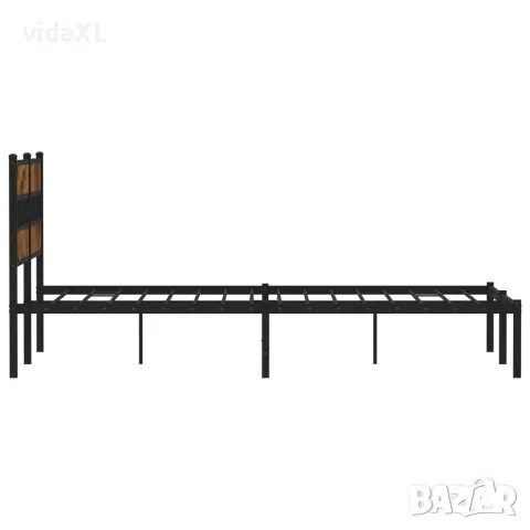vidaXL Метална рамка за легло, без матрак, опушен дъб, 160x200 см, снимка 5 - Спални и легла - 56147484
