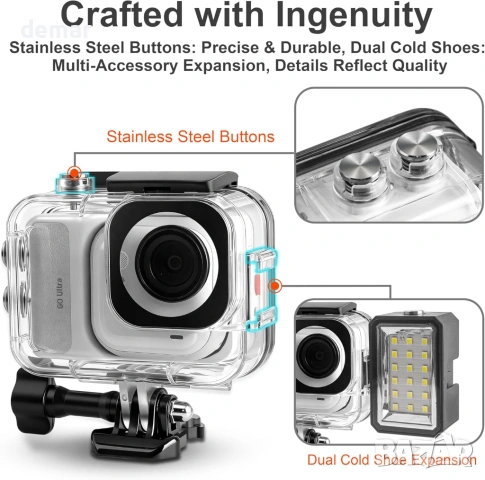 Водоустойчив калъф FitStill 50M за Insta 360 Go Ultra, подводен корпус, снимка 4 - Чанти, стативи, аксесоари - 53605907