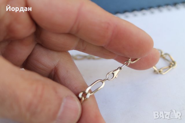 Сребърен синджир с позлата, снимка 5 - Колиета, медальони, синджири - 38990409