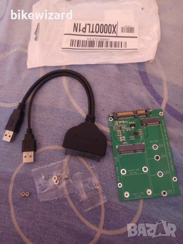 USB 3.0 към SATA 22pin 2.5 твърд диск към 2 в 1 Combo Mini PCI-E 2 Lane M.2 NGFF & mSATA SSD адаптер, снимка 4 - Кабели и адаптери - 53663822