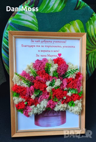 Подарък за учител със скандинавски мъх - жива картина