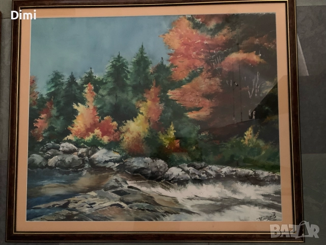 МИХАИЛ БОГДАНОВ акварел/пейзаж голям формат, снимка 2 - Картини - 52837902