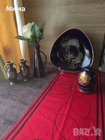 Порцеланови вази и купа кобалт, снимка 4 - Декорация за дома - 51843627