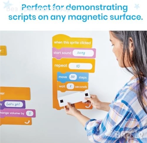 Нов Магнитни блокчета за програмиране Scratch STEM комплект за 8+ деца, снимка 6 - Образователни игри - 51495880
