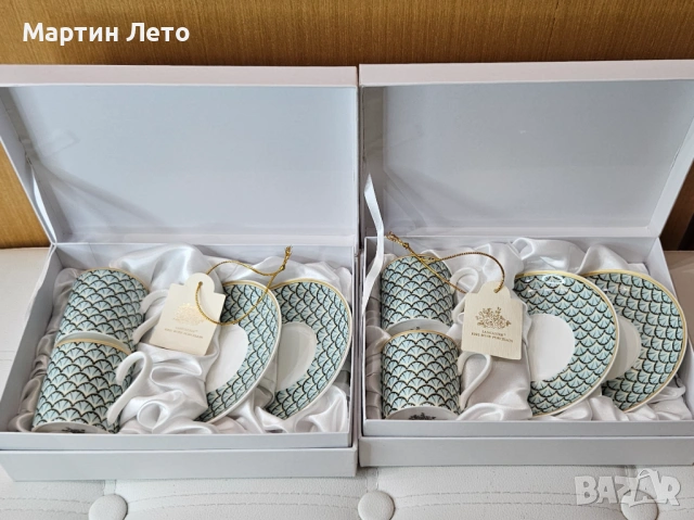 Сервиз за кафе Lancaster. Фин костен порцелан 2 комплекта х 2 чаши и чинийки., снимка 9 - Сервизи - 53179950