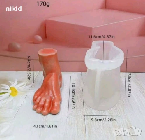 3D Крак стъполо ходило силиконов молд форма фондан шоколад гипс смола свещ декор, снимка 5 - Форми - 48716223