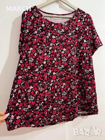 Макси силно еластична и мека тениска във флорален десен, снимка 2 - Тениски - 39974529