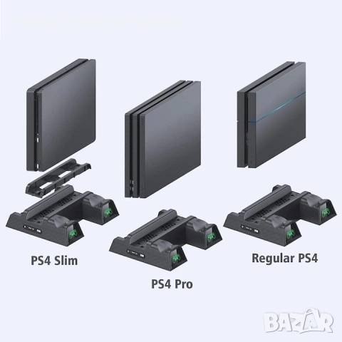 Охладителна станция OIVO за Playstation4/PS4 Slim/PS4 Pro, стойка за игри,контролер за зареж,LED , снимка 6 - Аксесоари - 52323259