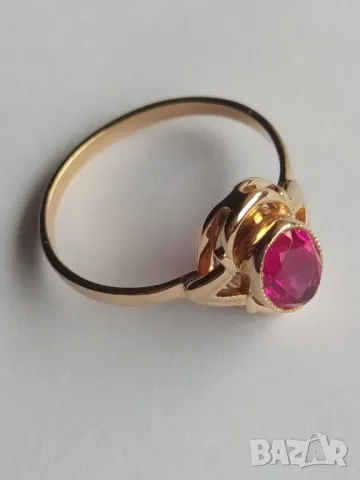 Руски златен пръстен с рубин 1, снимка 4 - Пръстени - 50338618