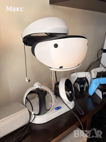 PlayStation VR2 пълен комплект + RGB зарядна стойка iPEGA, магнитен Gunstock и VR пистолет