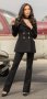 Дамско черно бежово сако Christine Fashion блейзер палто тренчкот широк дълъг панталон 