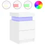 vidaXL Нощни шкафчета с LED осветление, 2 бр, бели, 35x39x55 см, снимка 6