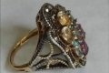 Уникална изработка на златен пръстен със сребро и инкрустирани малки диаманти, снимка 2