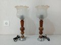 Комплект от две старинни дървени лампи - лампа, снимка 1 - Настолни лампи - 44173450