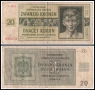 ❤️ ⭐ Бохемия и Моравия 1944 20 крони ⭐ ❤️, снимка 1