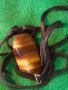 КРАСИВ ВИНТИДЖ - АРТ МЕДАЛЬОН НАТУРАЛЕН КАМЪК ТИГРОВО ОКО с ШНУРЧЕ от ВЕЛУР 21289, снимка 15