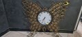 Стенен часовник "Пеперуда"-метал и камъни ,72/61см, снимка 3