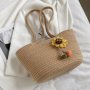 Плетена дамска чанта тип кошница Brown, снимка 8