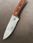 Ловен нож от Дамаска стомана дръжка дърво кожена кания, снимка 1 - Ножове - 44746180