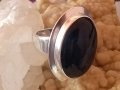 Сребърен пръстен с черен естествен камък, снимка 2