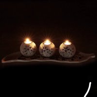 Комплект свещник декорация за маса, Декоративни камъни свещи, снимка 3 - Декорация за дома - 42473541