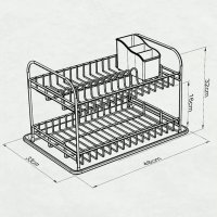 ✨Сушилник за съдове на 2 нива TEKNO TEL KB 007B, 48x33x32 см, Пoставка за прибори, снимка 3 - Аксесоари за кухня - 41808585