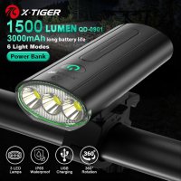 🔴X-TIGER QD-0901 USB акумулаторен LED фар за велосипед, снимка 1 - Аксесоари за велосипеди - 42286103