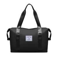 Чанта с уголемяващо се дъно с цип / Цвят: Черен, сив, снимка 1 - Чанти - 41554956