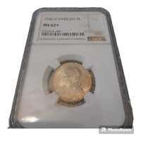 Сребърна монета 5 Lire 1940 ms62+, снимка 1 - Нумизматика и бонистика - 44724650