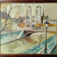 Картина "Париж с Нотр дам", худ. С. Мин.., 1997 г., снимка 1 - Картини - 44396055