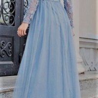 Елегантна рокля с бродерия, Синя елеганта рокля, официална рокля, снимка 2 - Рокли - 41058829