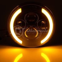  Кръгли LED фарове 7″ 70W H4 букса, къси, дълги, дневни и мигач, снимка 5 - Аксесоари и консумативи - 41661825