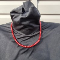 Колие червена перла  (модел 45), снимка 1 - Колиета, медальони, синджири - 38961788
