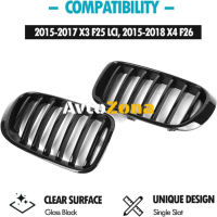 Решетки за (2015-2017) X3 F25 LCI- Гланцов черен преден решетъчен грил от ABS материал (еднократен с, снимка 2 - Аксесоари и консумативи - 44784051