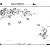 черни цветя клон и пеперуда стикер лепенка за стена или гардероб , снимка 3 - Други - 20399506