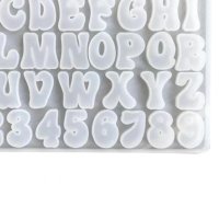 Латиница Главни закръглен шрифт букви азбука числа цифри силиконов молд форма фондан смола, снимка 3 - Форми - 41962602