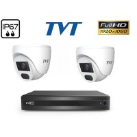 TVT FULL-HD Комплект за Видеонаблюдение с 2 куполни камери, снимка 1 - Комплекти за видеонаблюдение - 41002423