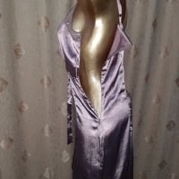 L Сатенена рокля в лилаво с пайети и воал, снимка 3 - Рокли - 41769426